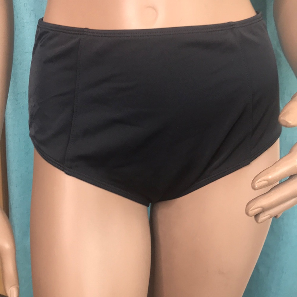 High Waisted Swim Bottoms Size Medium Black Basic Swim Beach Travel EUC Trendy